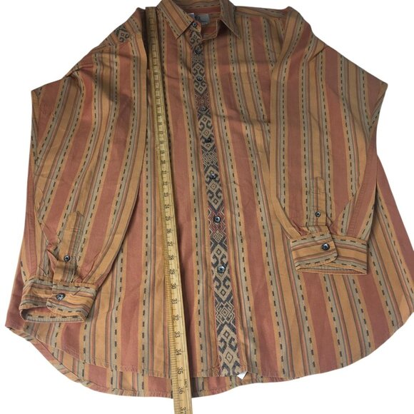 The Territory Ahead Shirt Mens XLT Rust Tan Striped Southwestern Long Sleeve - Picture 5 of 14